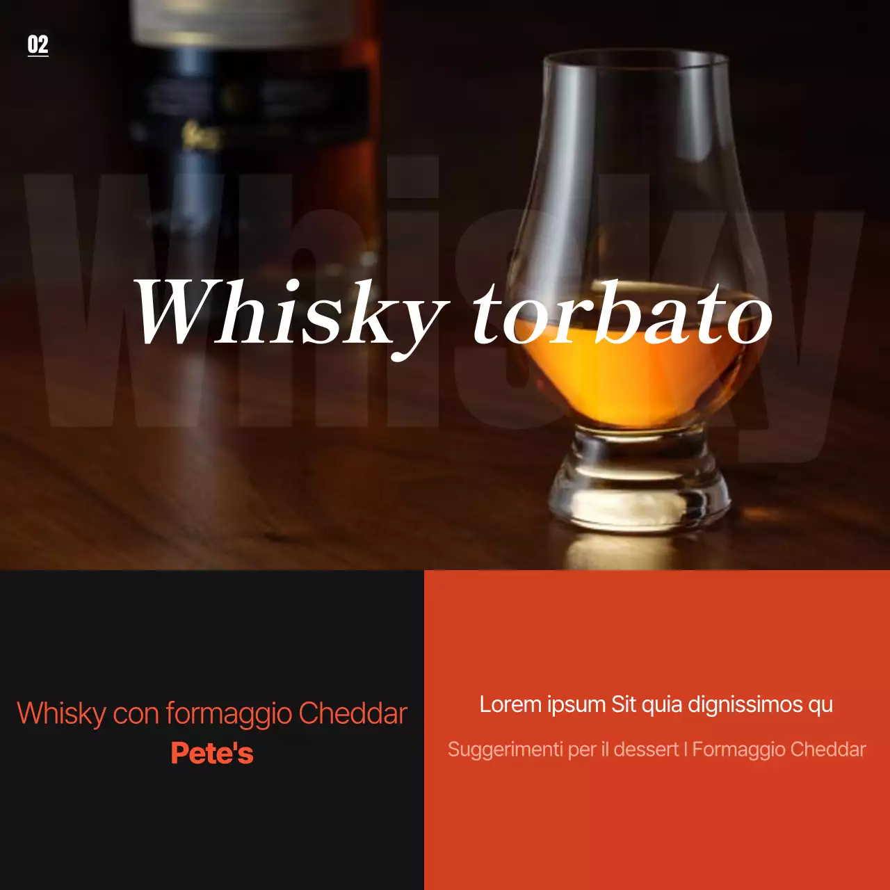 Promuovere le varietà di whisky semplici in arancione e nero