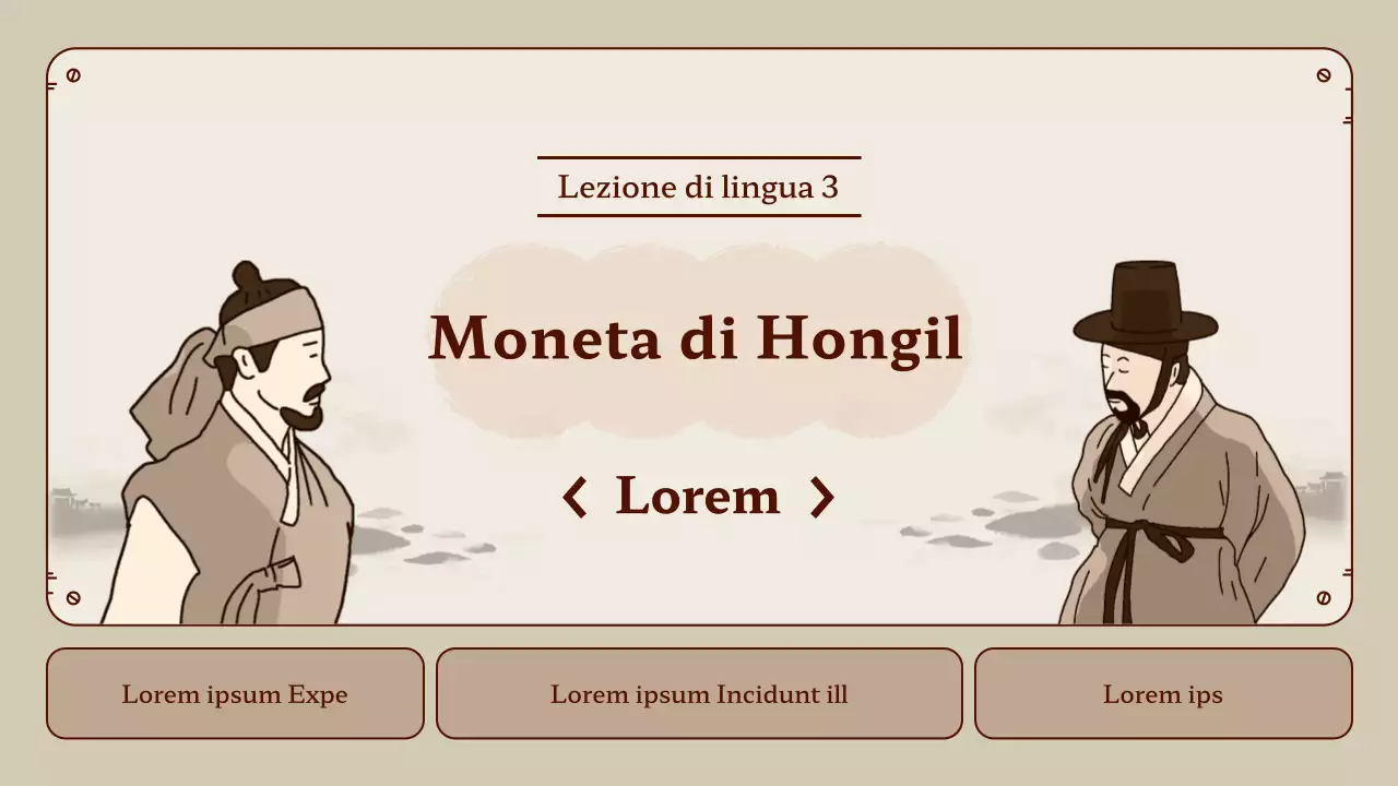Lezioni di lingua con monete Honggil in beige e marrone