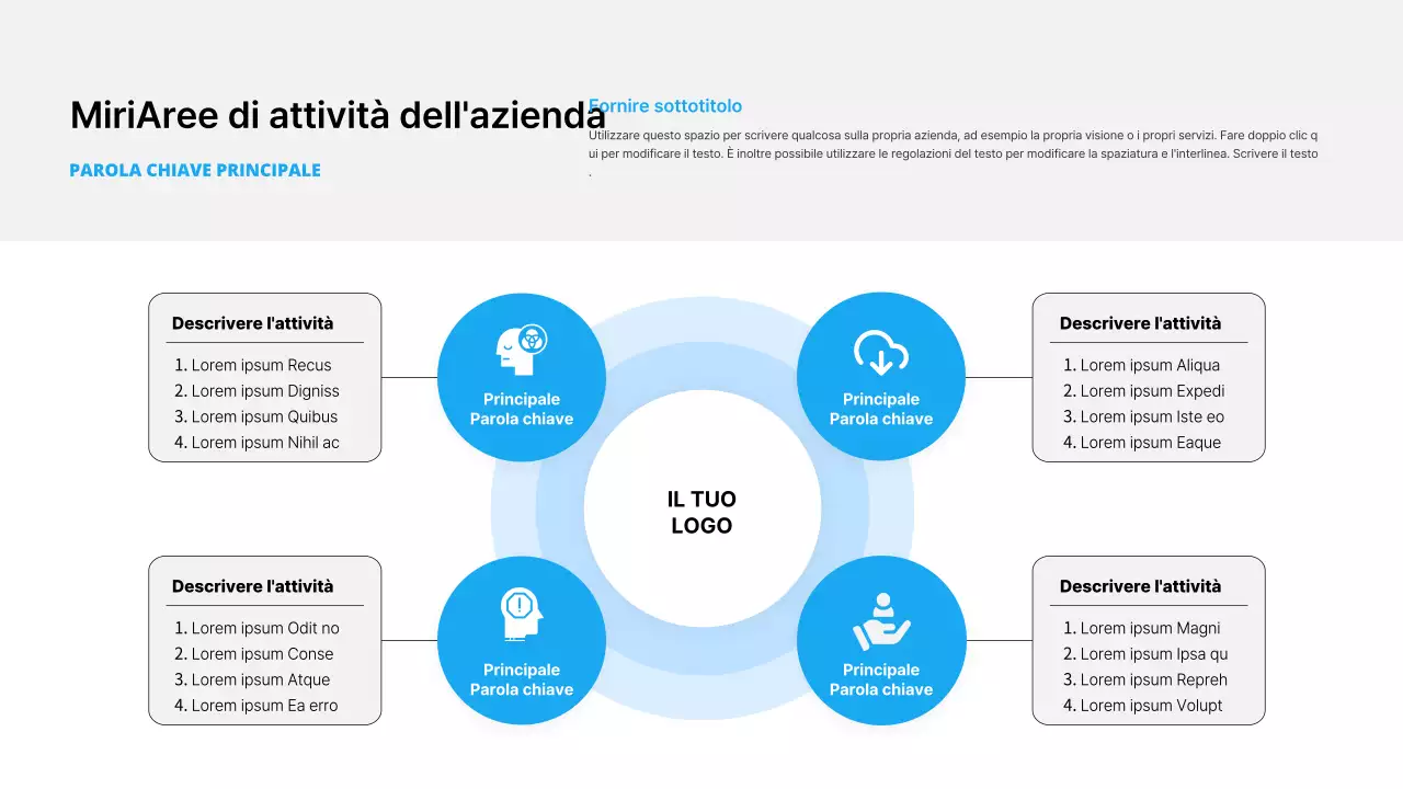 Semplice attività commerciale in bianco e azzurro