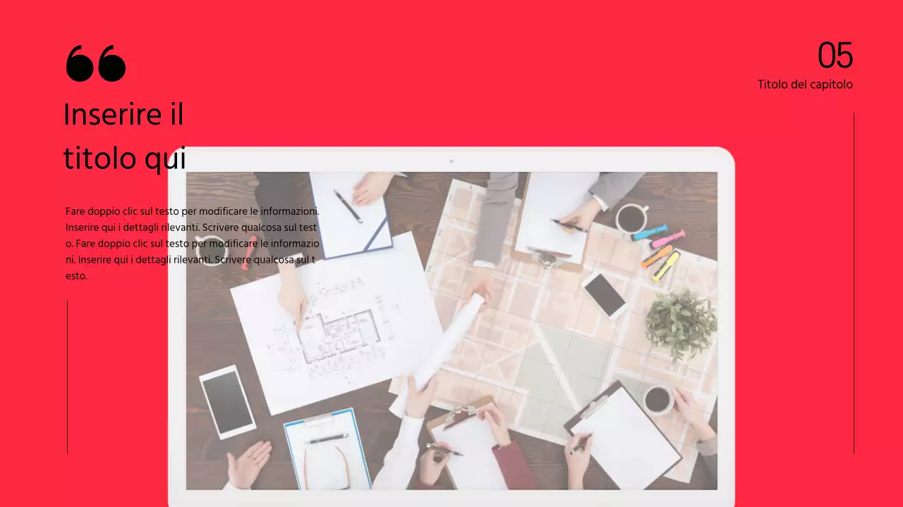 Presentazione della discussione con evidenziazione del testo e disposizione delle foto in rosso