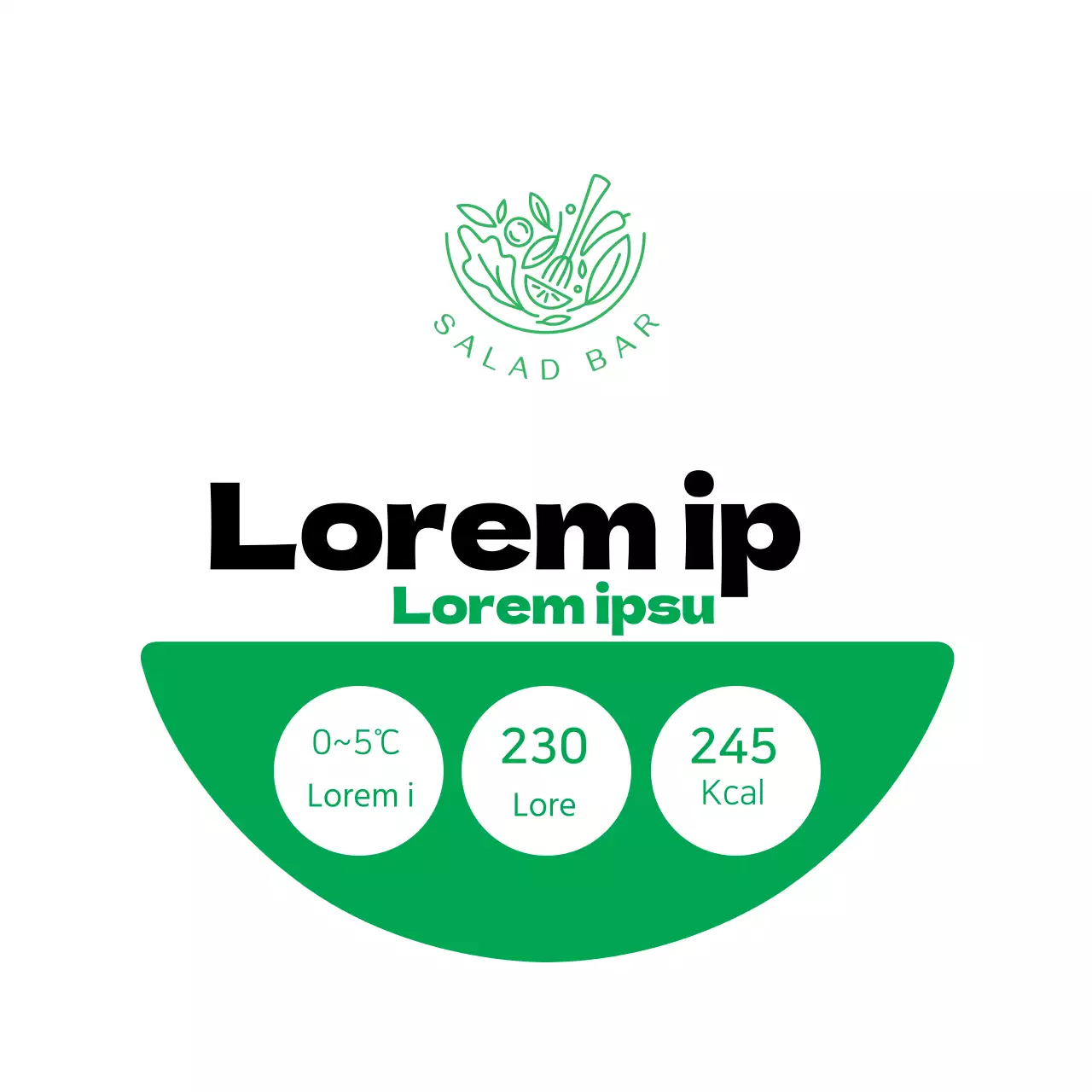 Etichetta ordinata per l'insalata di avocado bianca e verde