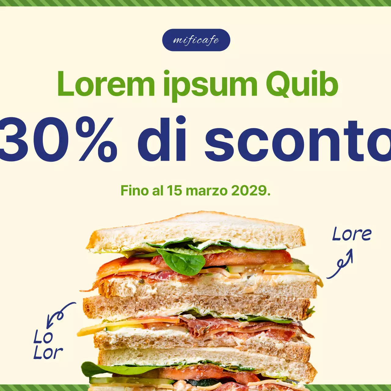 Promuovere nuove voci di menu in verde lime e blu