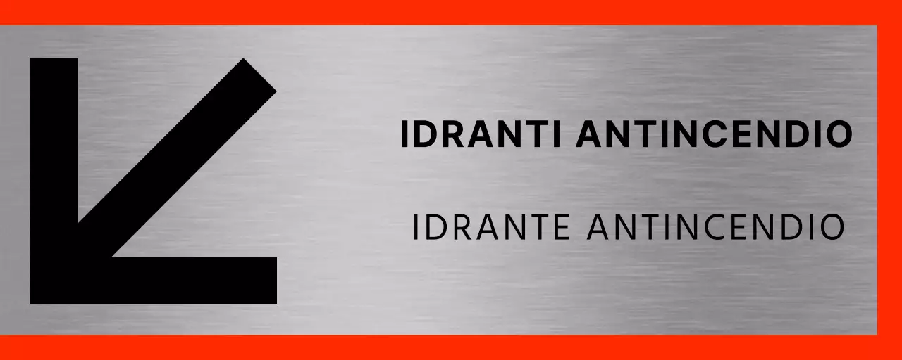 Ubicazione degli idranti con grandi frecce nere e rosse