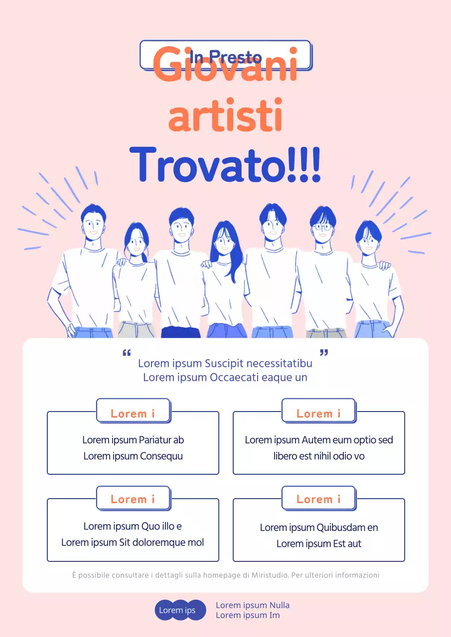 Webposter per il bando per giovani artisti in blu corallo