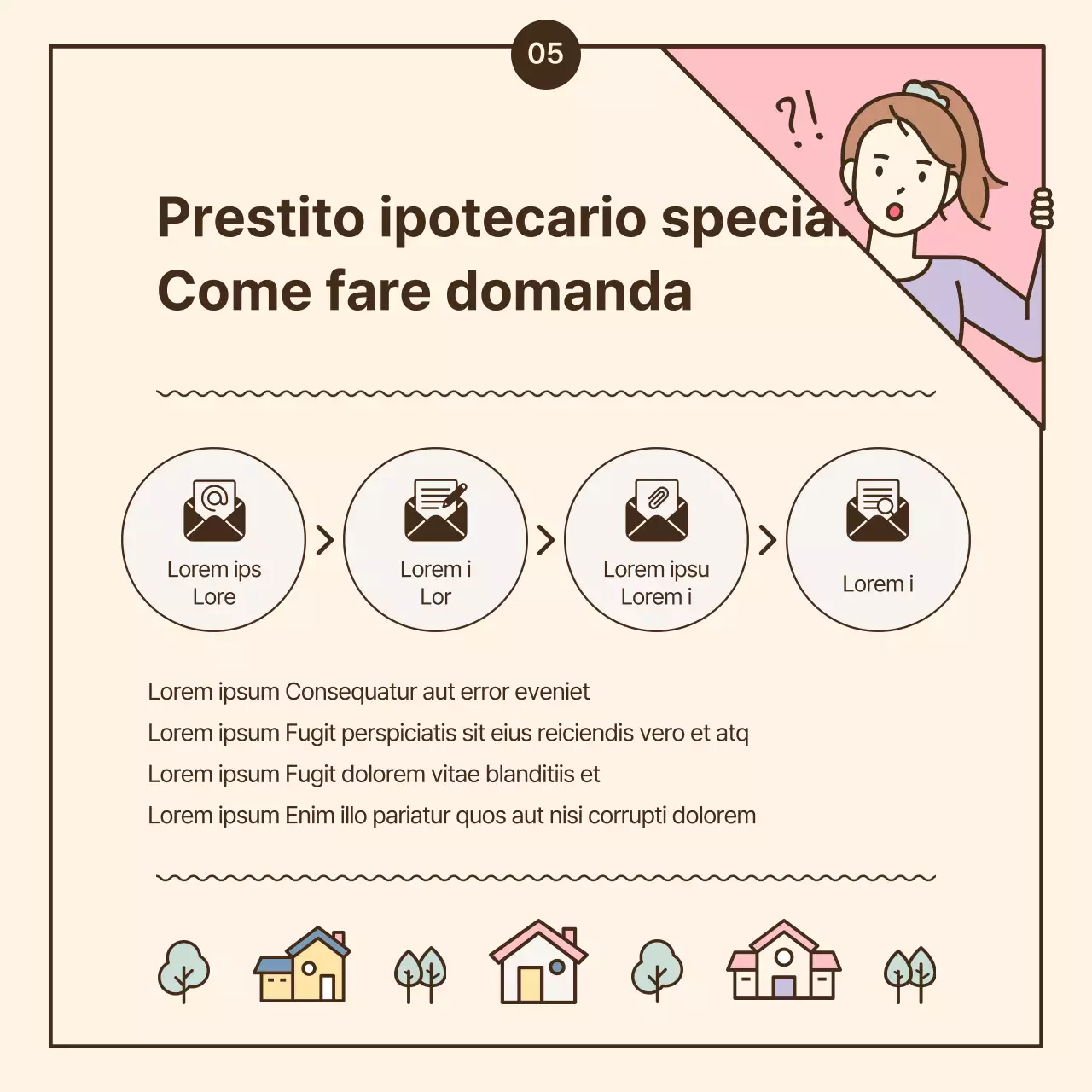 Illustrazioni in evidenza con colori pastello giallo e rosa Guida ai mutui speciali