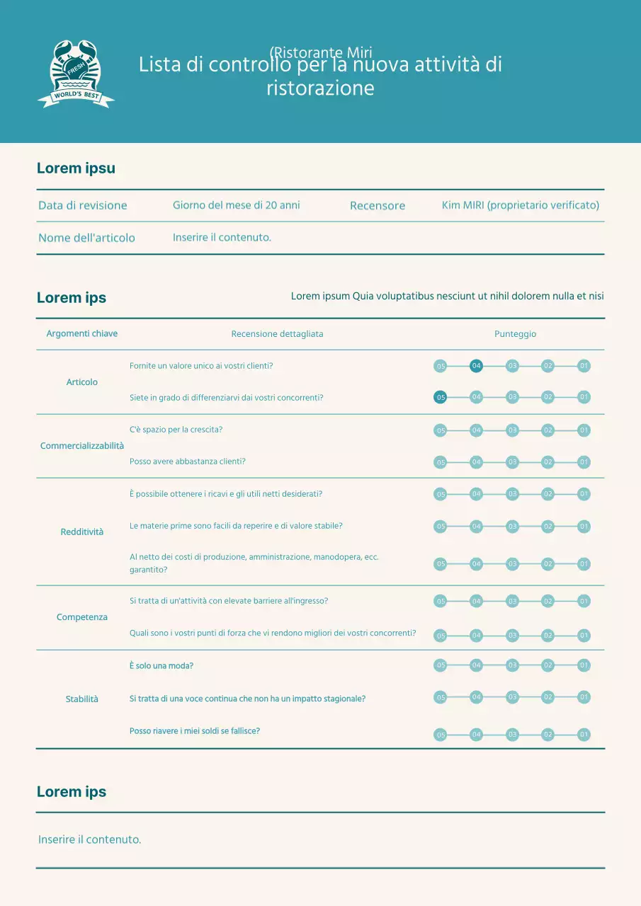 Una lista di controllo semplice e color menta per la vostra nuova attività di ristorazione