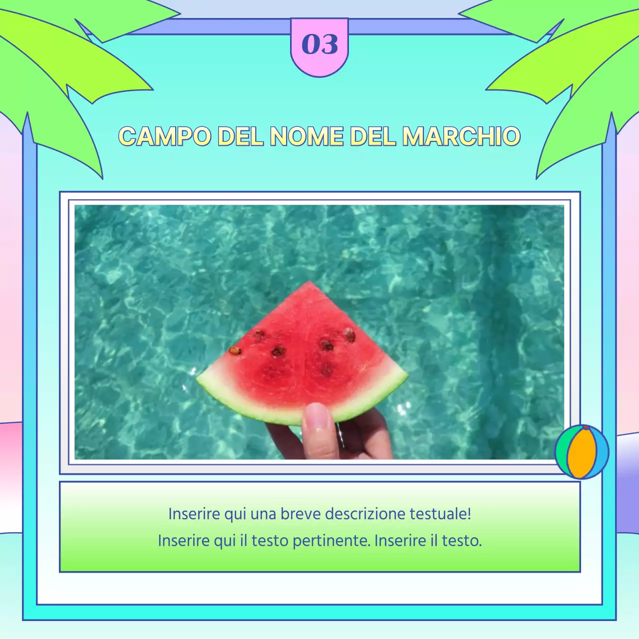 Annuncio di promozione estiva del centro commerciale in giallo tropicale e blu chiaro