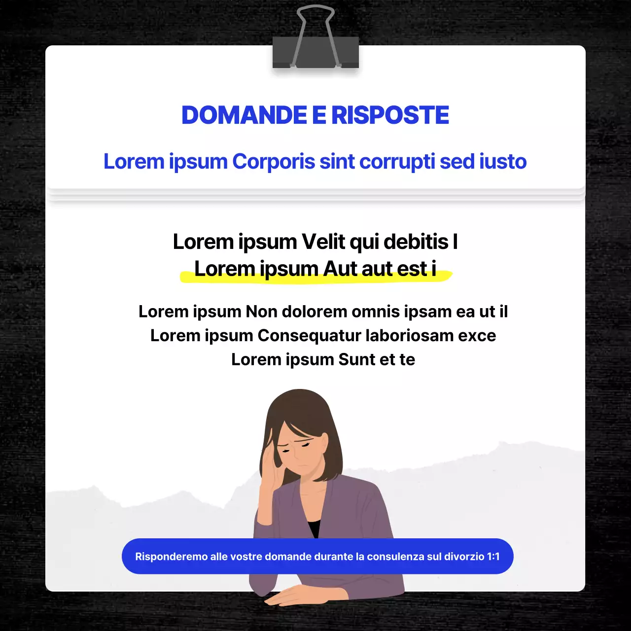 Guida alla consultazione di un avvocato con un semplice libro blu a tema