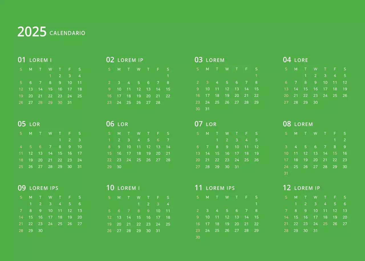 Calendario illustrato multicolore