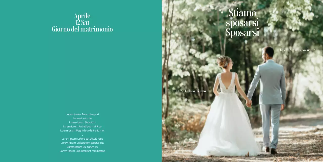 Invito di nozze pulito in monocromia verde