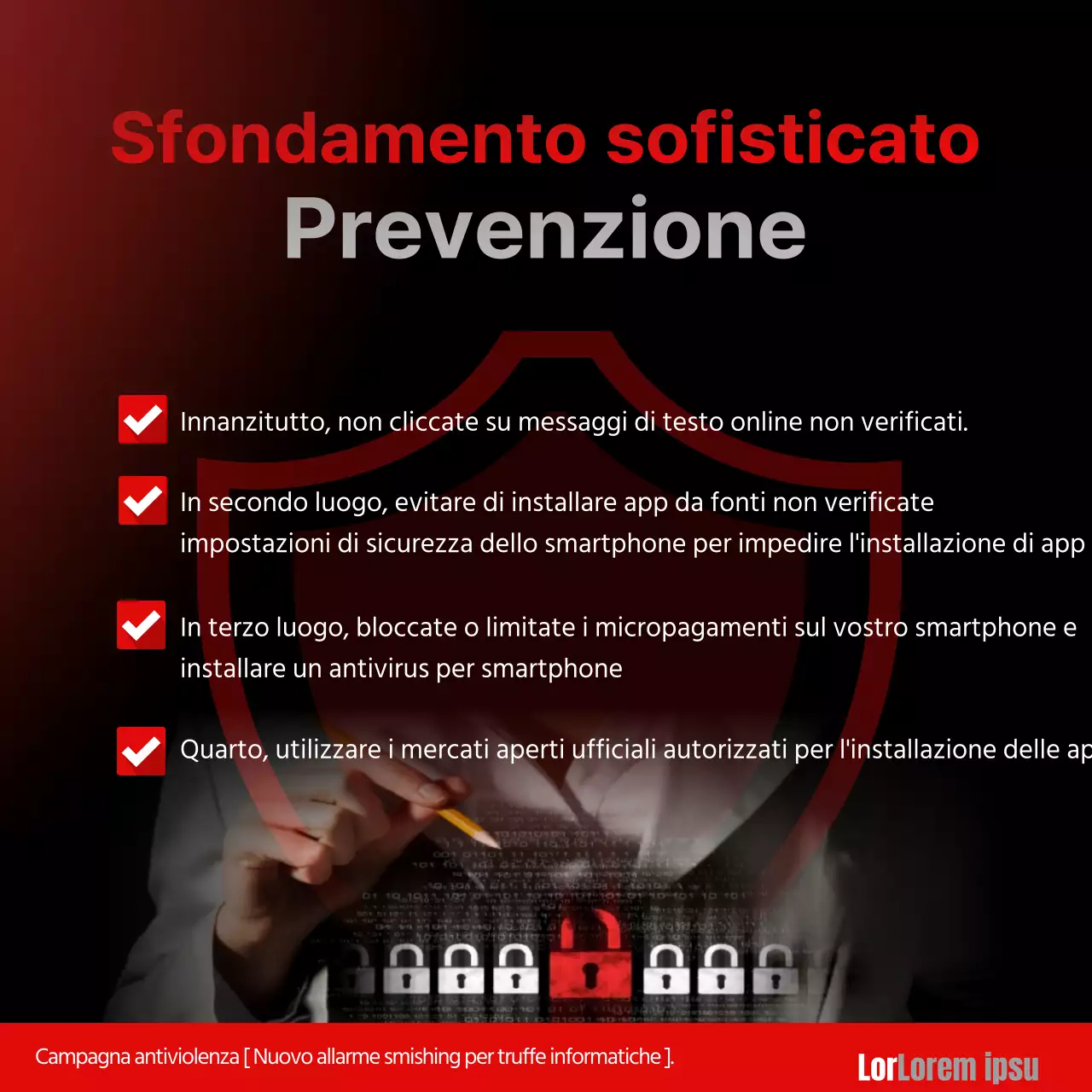 Avvisi di smishing rossi e neri