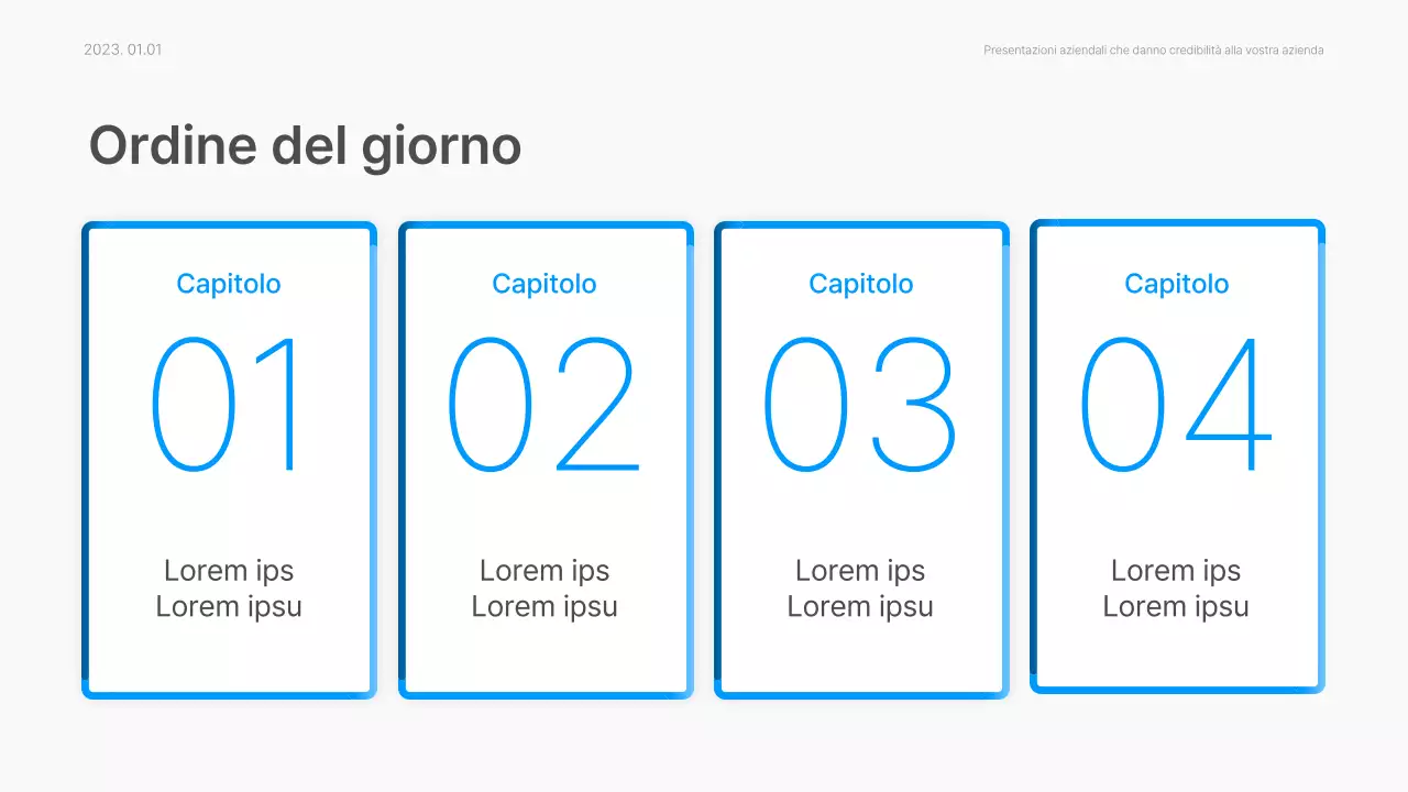 Relazione aziendale con uno stile moderno a gradiente in blu e bianco