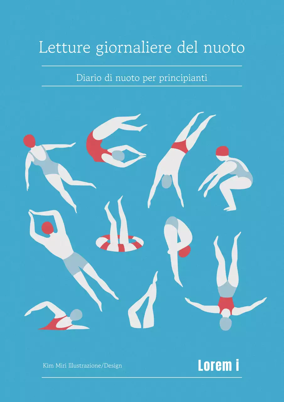 Simpatici diari di nuoto illustrati in azzurro