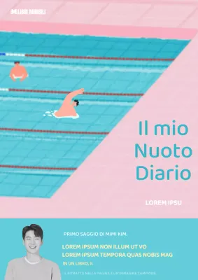 Rosa Azzurro Illustrazione di nuoto carino Diario di nuoto
