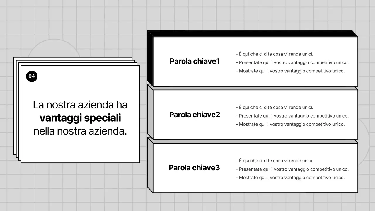 Un profilo aziendale grigio e geometrico per un'azienda PT