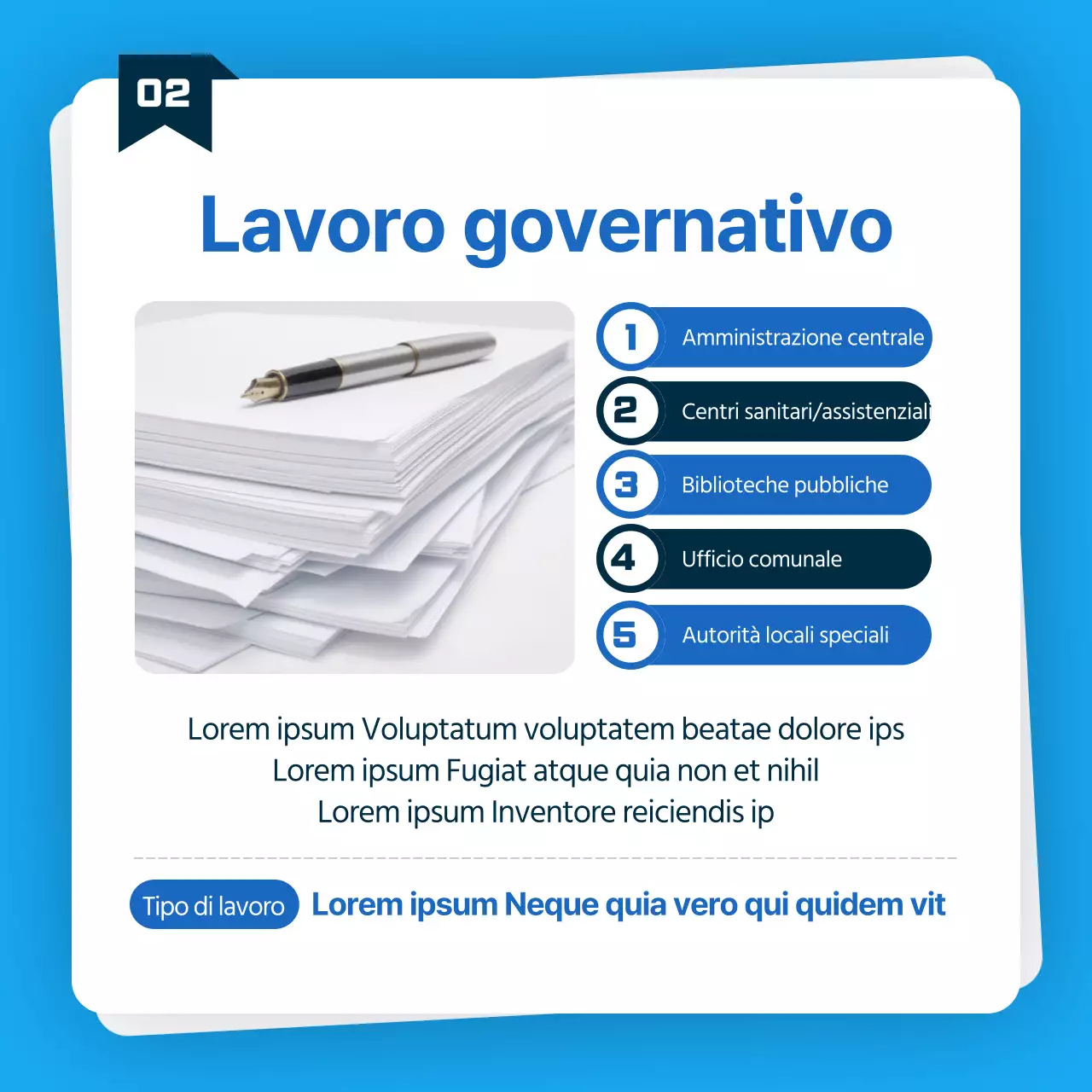 Assunzione di posti di lavoro a tempo parziale in uffici governativi blu e azzurri