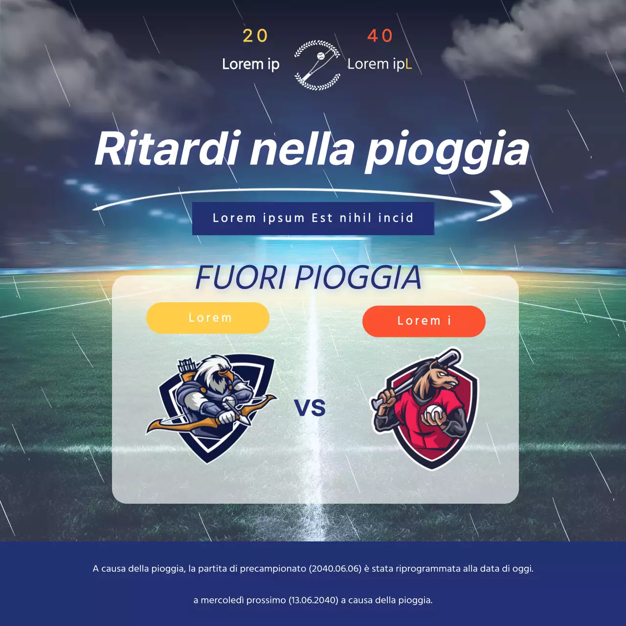 Cartelli di rinvio per la pioggia, blu navy, dalle linee pulite