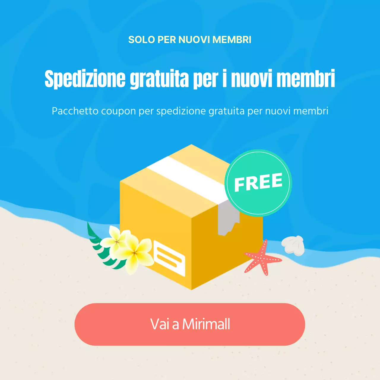 Promuovere un evento di saldi estivi tropicali in blu e giallo