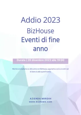 Un semplice manifesto bianco e blu per una festa aziendale