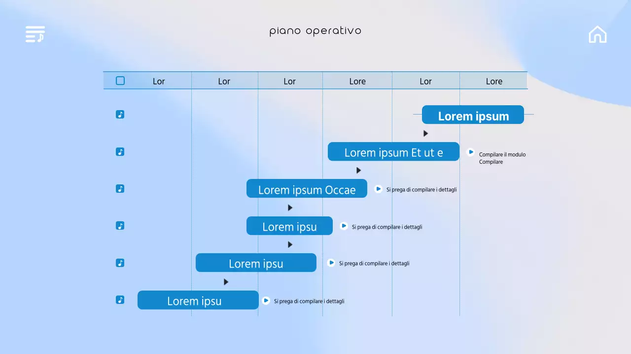 Una brochure emozionale per concerti con uno stile UI musicale a gradiente blu