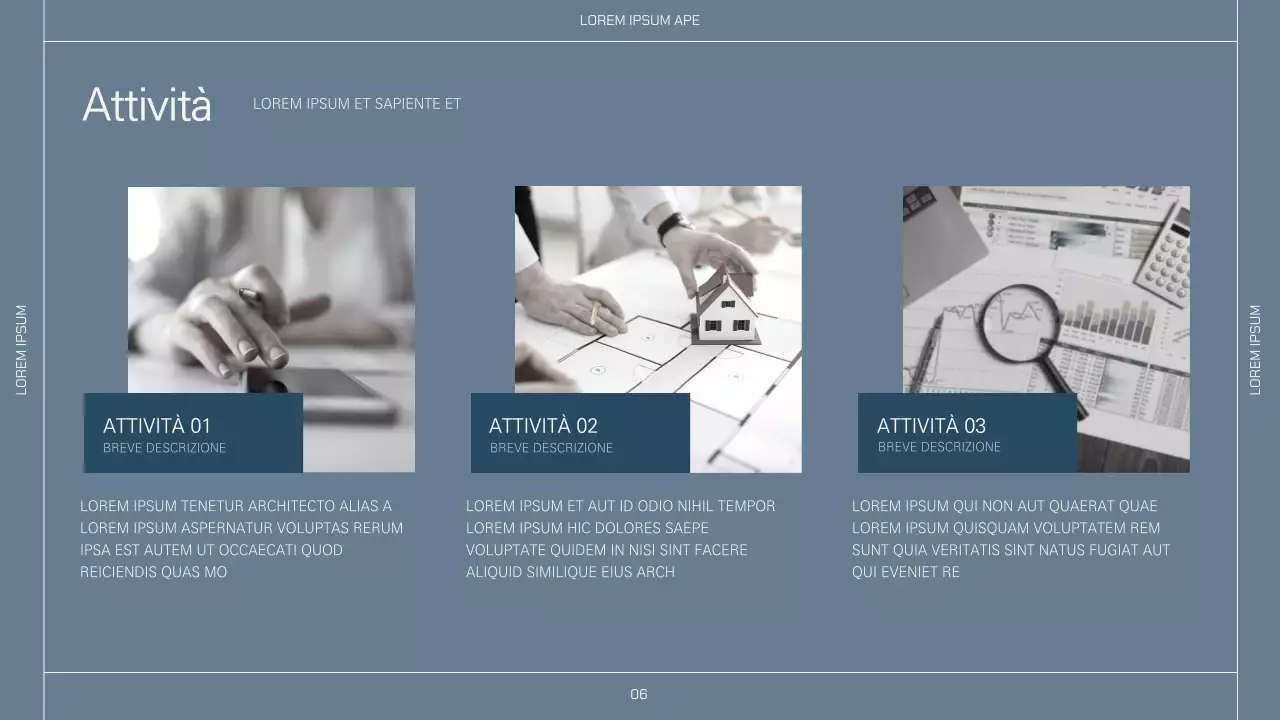 Layout semplice in beige e blu per un profilo aziendale