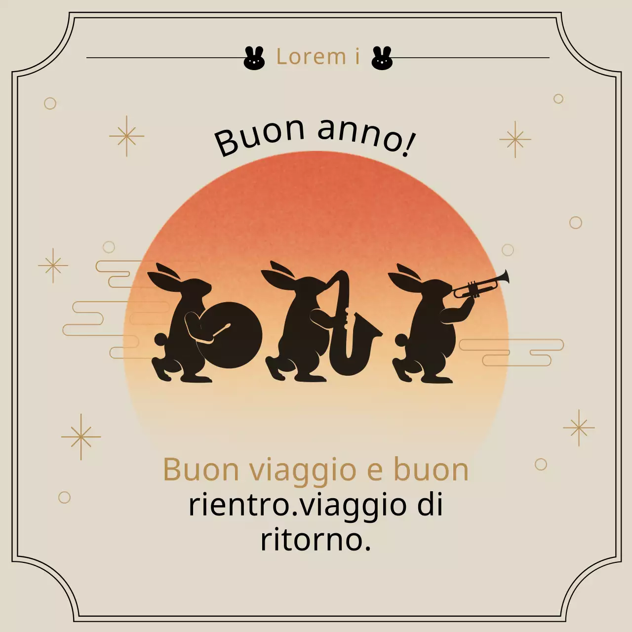 Auguri di buon anno per l'anno del coniglio con cornice