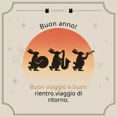 Auguri di buon anno per l'anno del coniglio con cornice