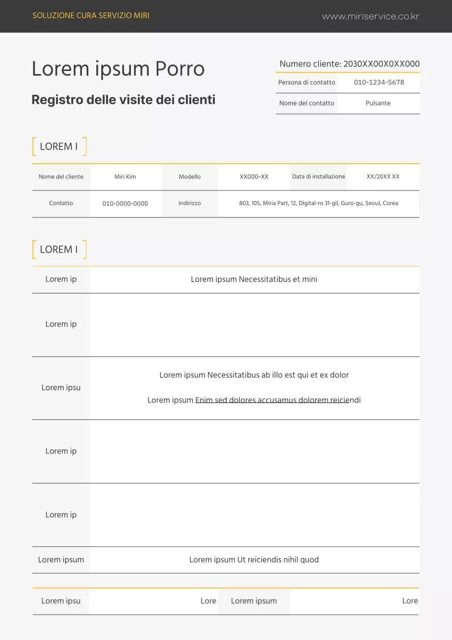 Un semplice diario di visita dei clienti di colore grigio-giallo
