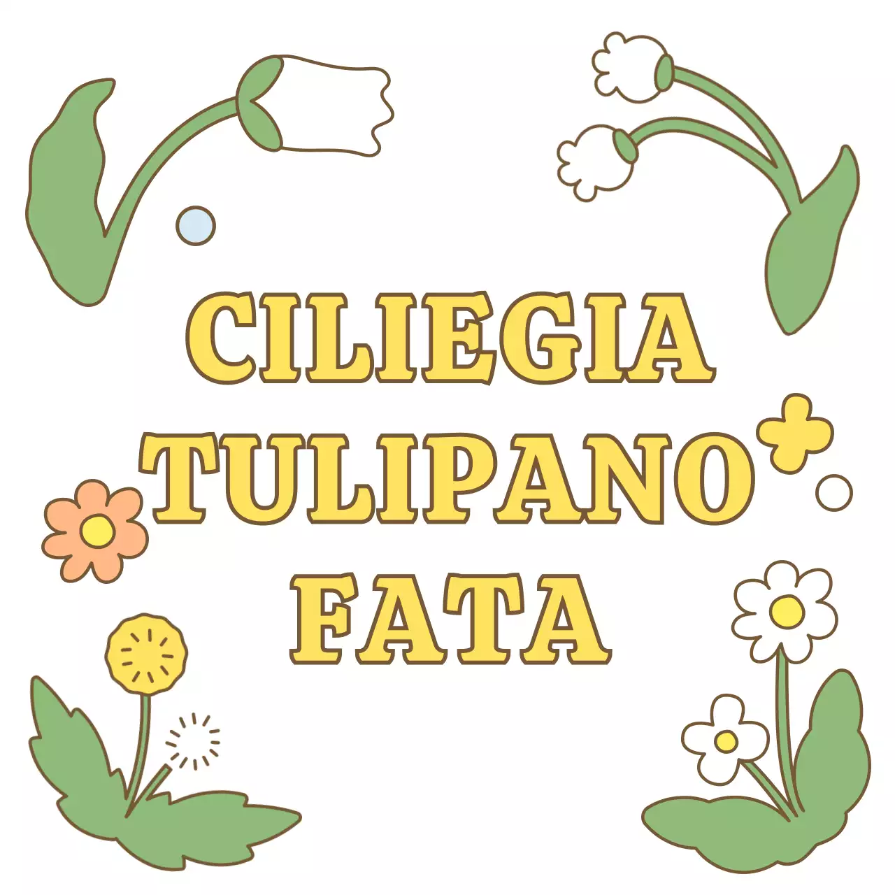 Merchandising con simpatiche e colorate illustrazioni di fiori e di fate