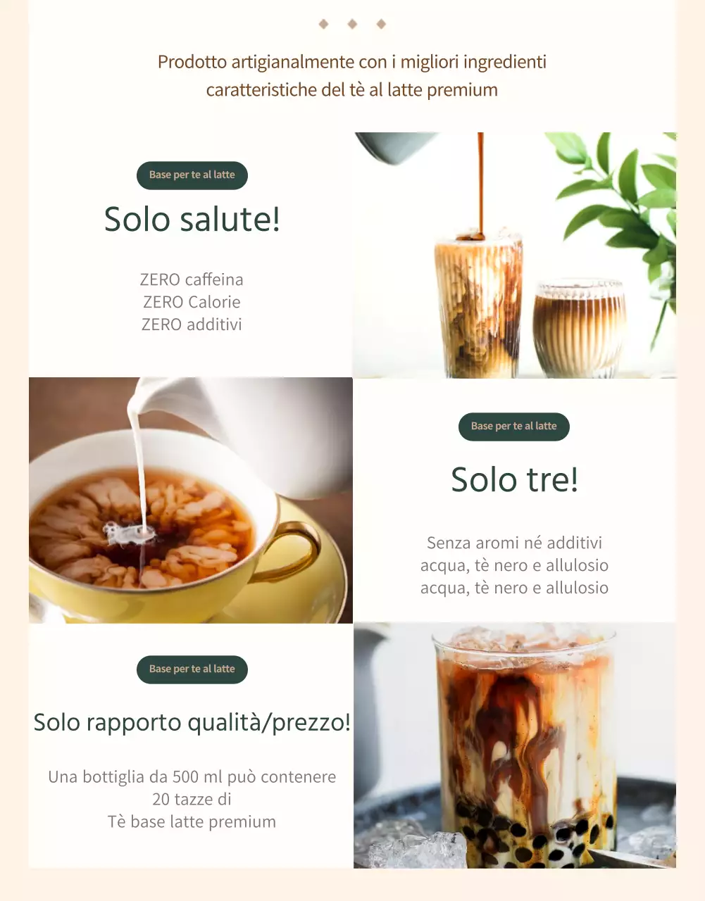 Base per tè al latte decaffeinato