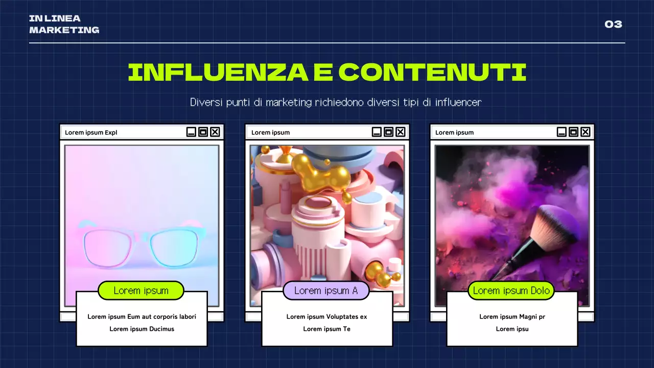 Un tema retrò per i social media con colori navy e neon