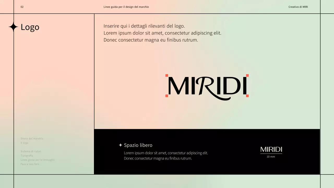 Linee guida semplici per il design del marchio con un motivo a linee nere su sfondo pastello