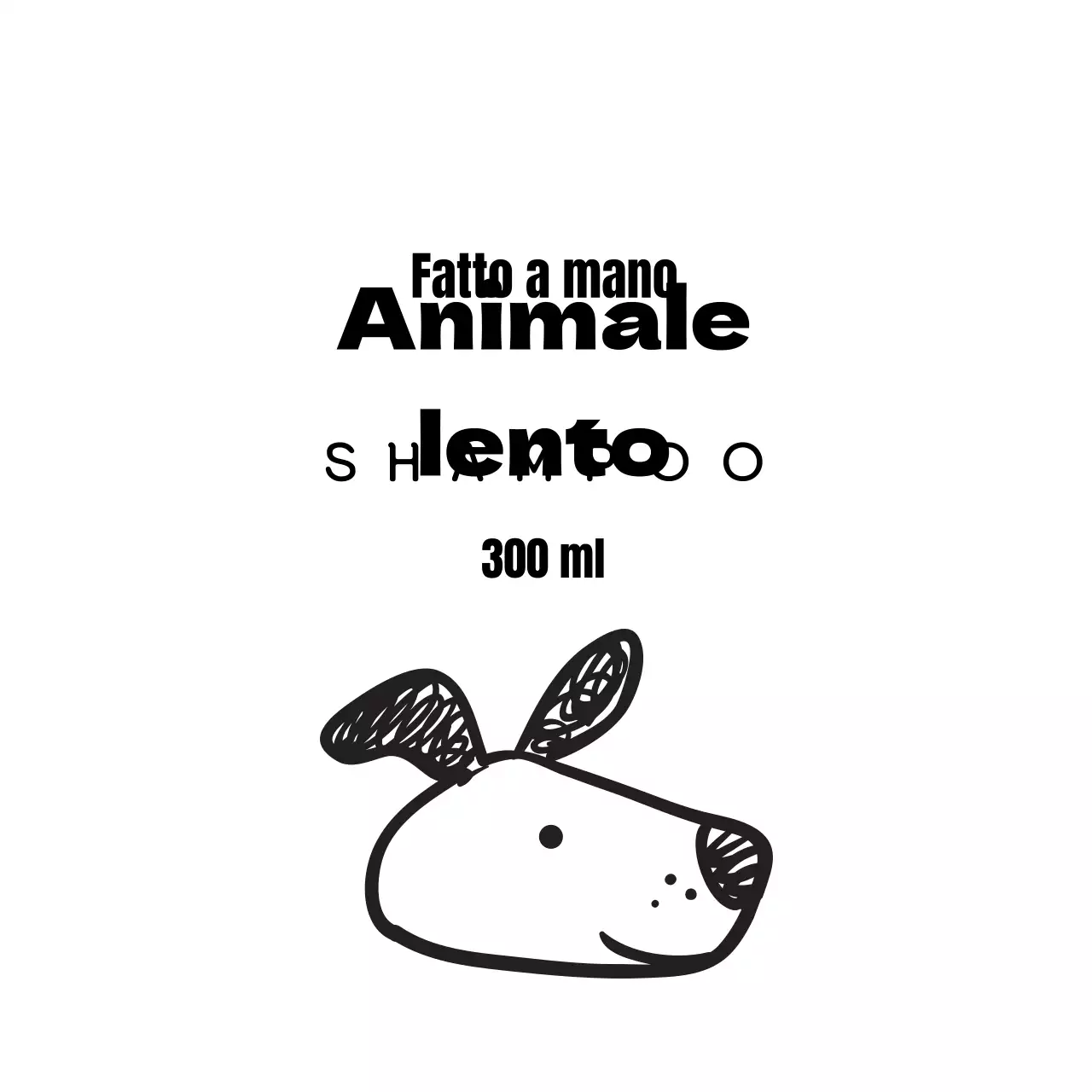 Etichetta dello shampoo illustrata in bianco e nero