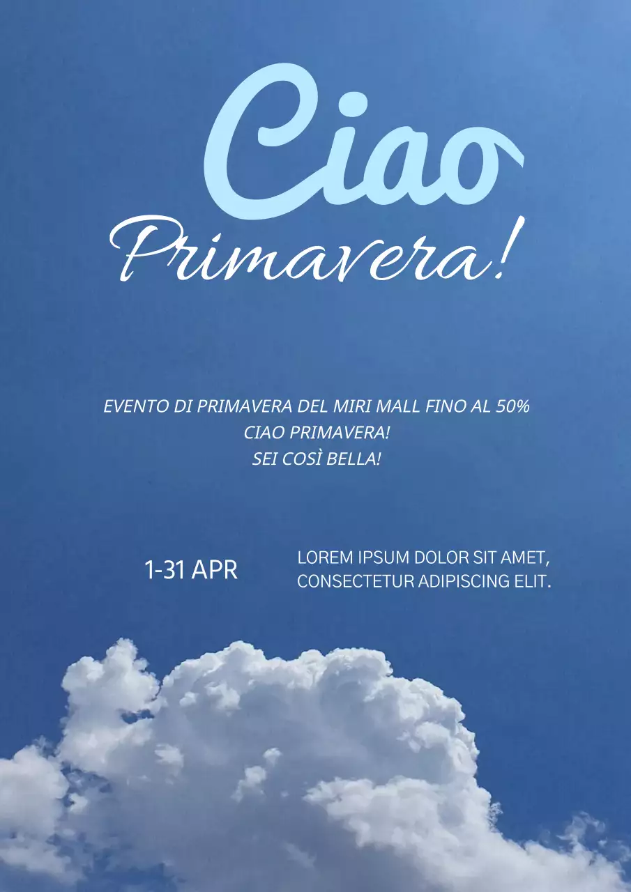 Nuvole gonfie bianche e blu nel cielo Evento di primavera