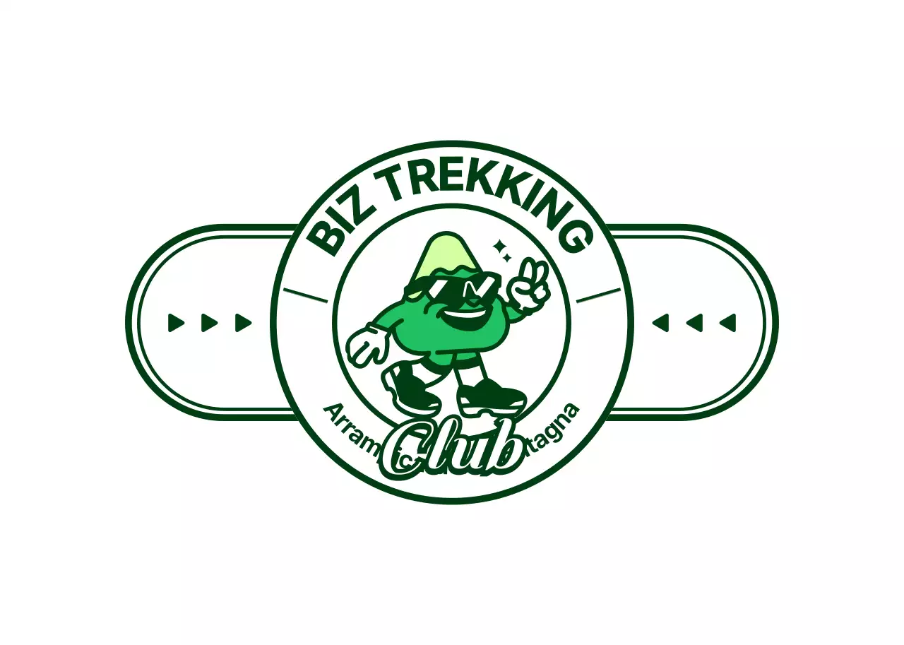 Regalo per club in stile logo con un simpatico personaggio di montagna in verde e bianco.