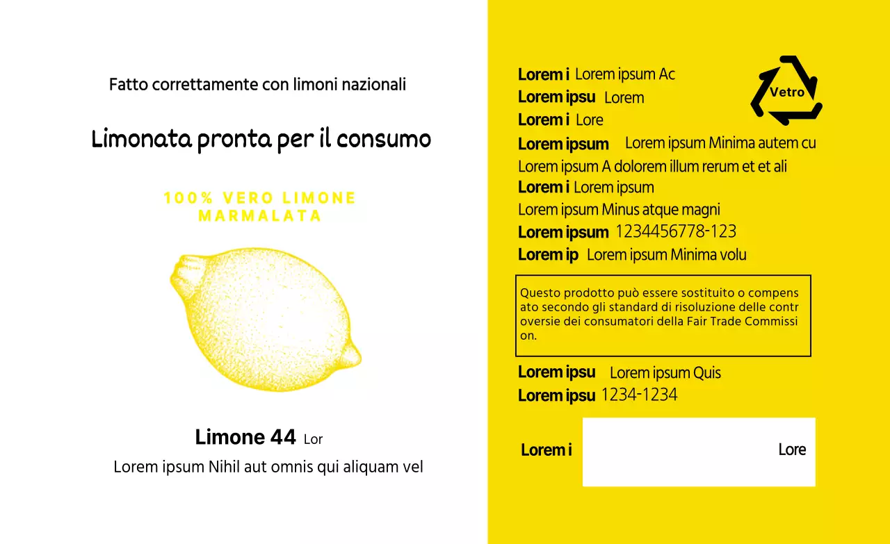 Illustrazione gialla dettaglio etichetta succo di limone alimentare