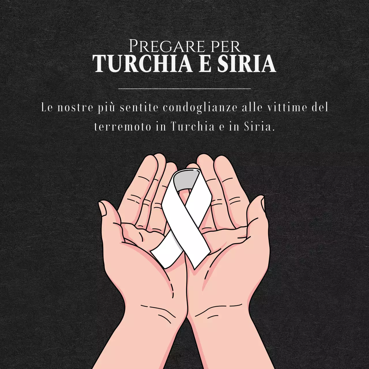 Un messaggio commemorativo con in mano un nastro concettuale nero