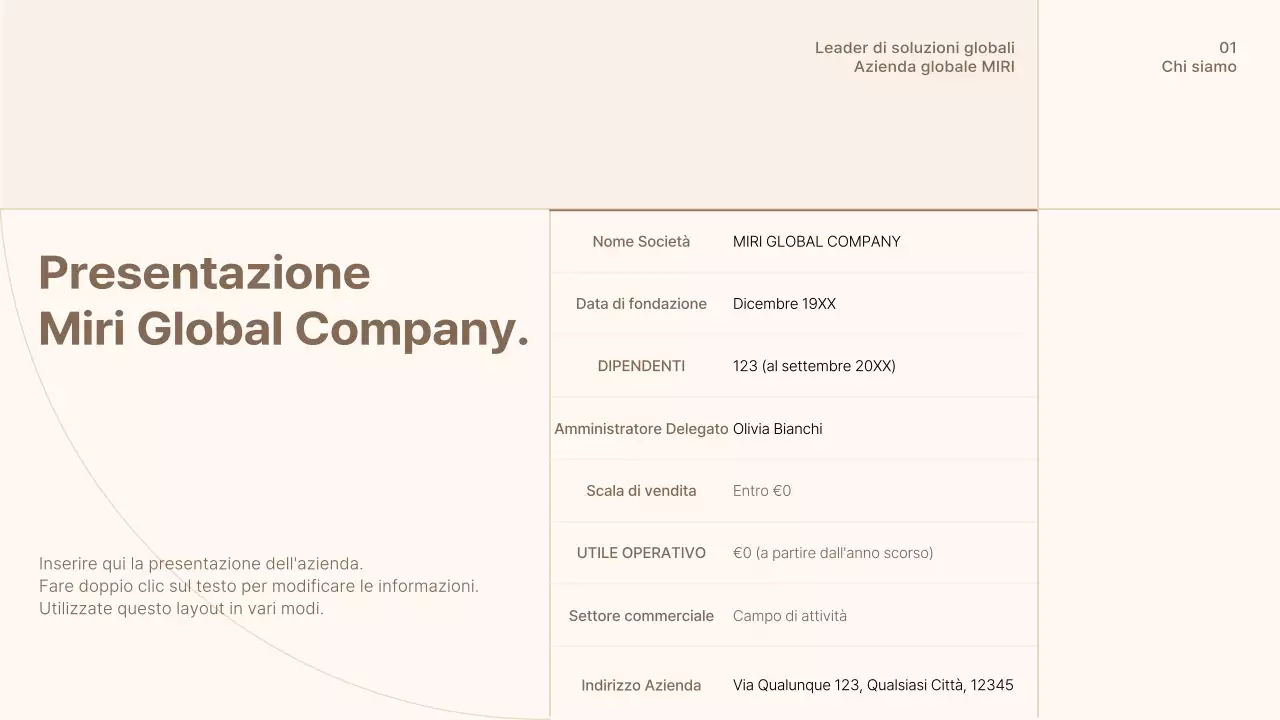 Un semplice profilo aziendale marrone e beige