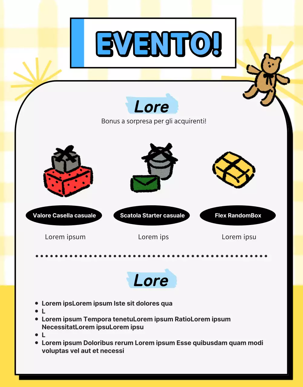 Simpatica scatola casuale di cancelleria gialla Daku