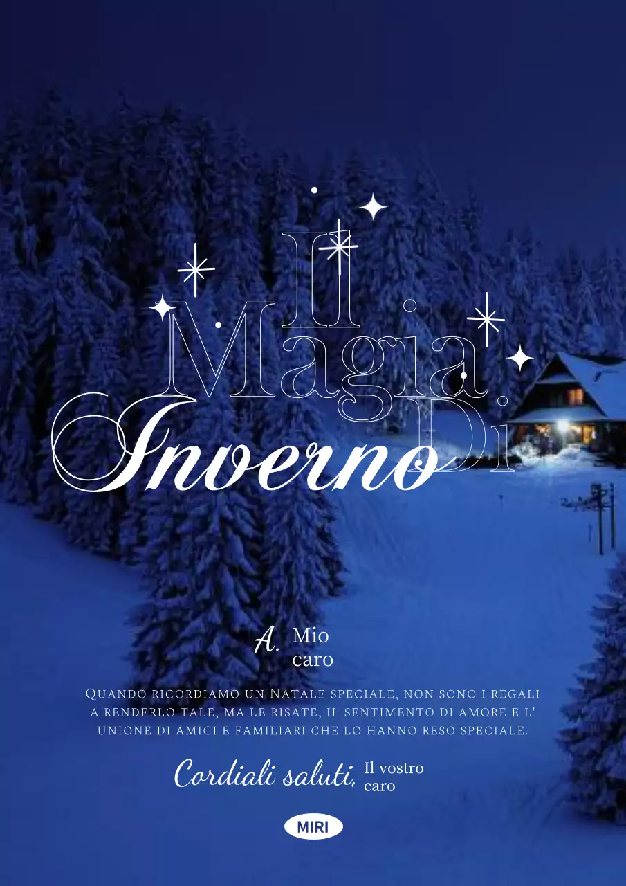 Bianco e blu cielo notturno inverno Natale sentimento poster verticale