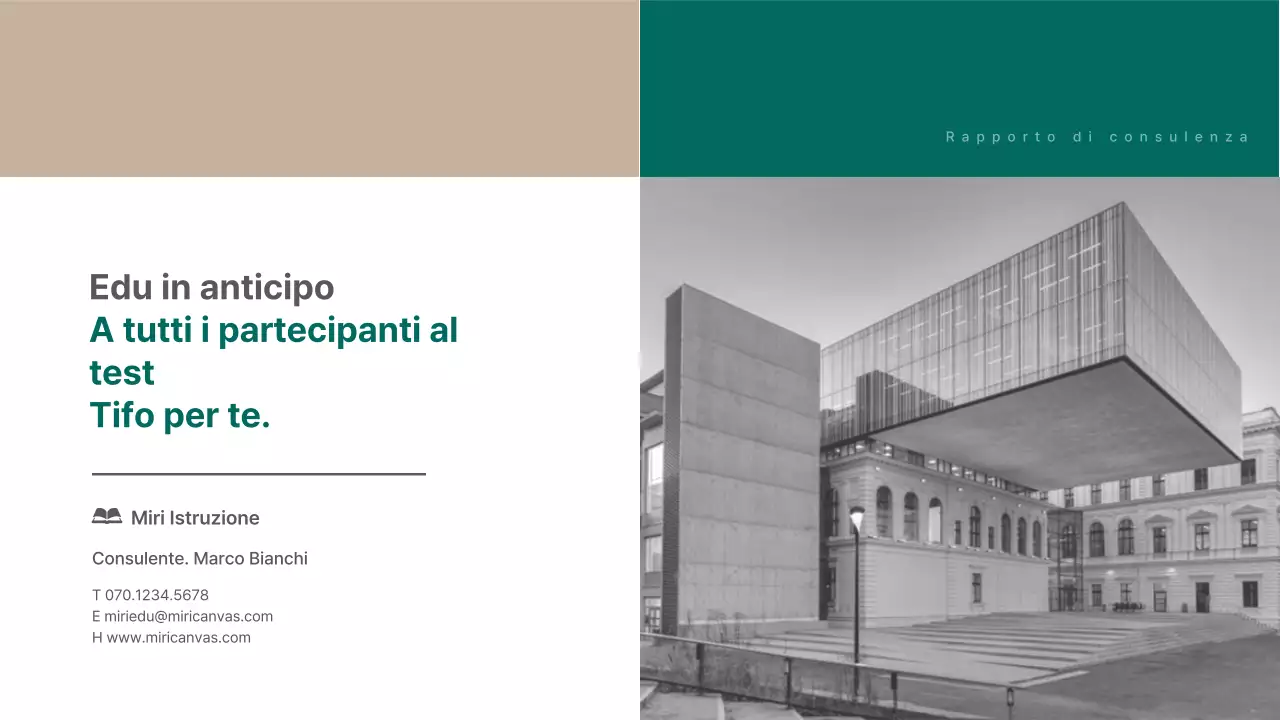 Un moderno rapporto di analisi della consulenza in materia di ammissioni in verde e beige