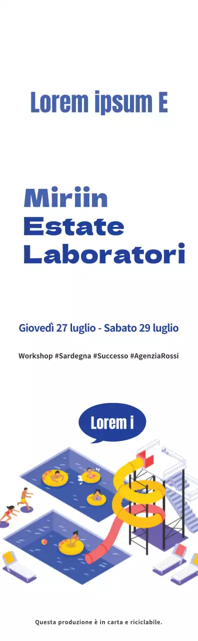 Stile di illustrazione semplice in blu marino e azzurro Sul workshop estivo