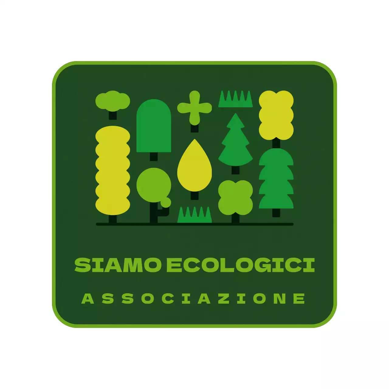 Carino albero rotondo illustrazione in verde colori modello stile merce personale