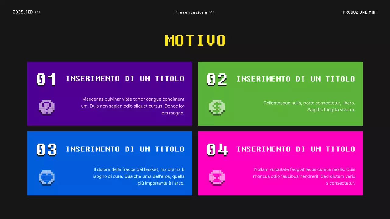 Proposta video per un concetto di trasmissione colorata e retrò