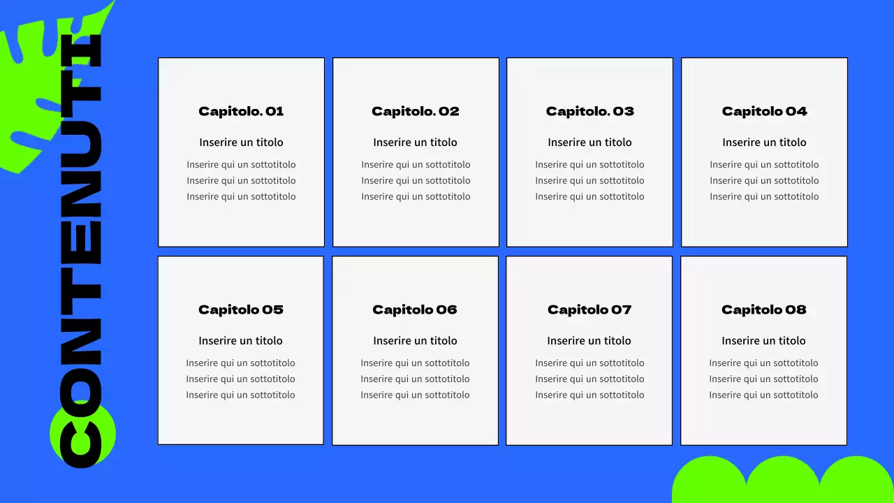 Breve promozionale estivo con tonalità di blu e fluorescenti