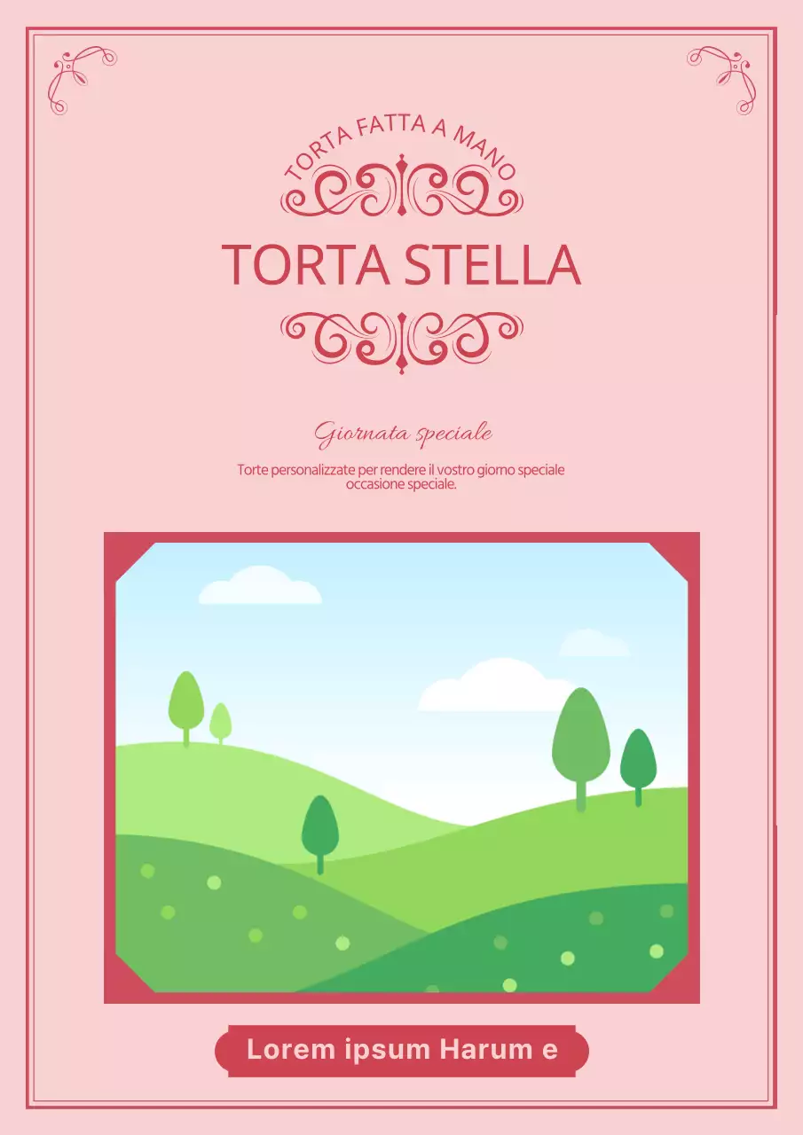 Promuovere una pasticceria lussuosa con curve e linee rosa