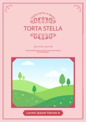 Promuovere una pasticceria lussuosa con curve e linee rosa