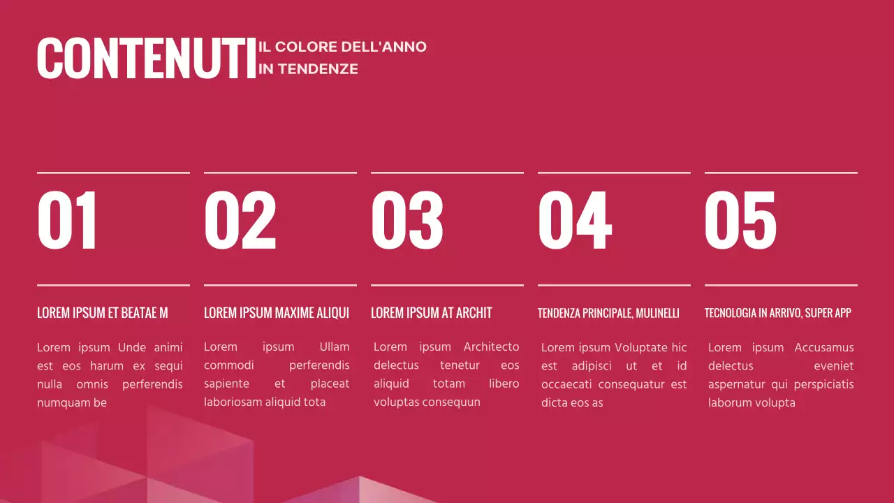 Semplice piano di tendenza dei colori magenta e rosa per quest'anno