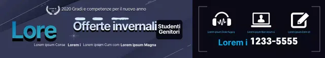 Icona blu navy con scritte in evidenza Pubblicità di una lezione scolastica