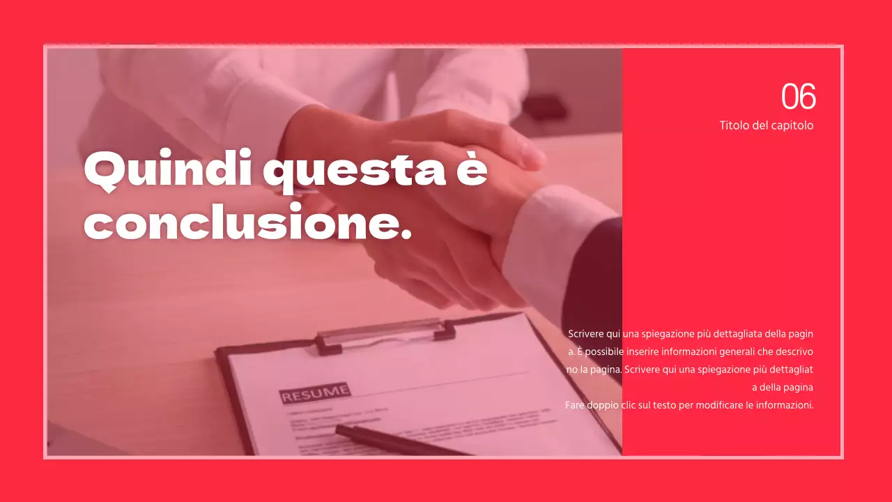 Presentazione della discussione con evidenziazione del testo e disposizione delle foto in rosso